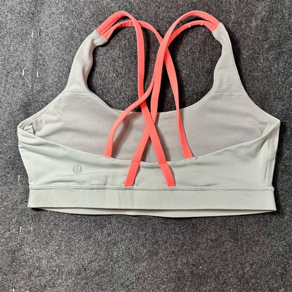 lululemon Energy Bra Womens Size 10 Chrome / Sunset  Strappy Back Medium